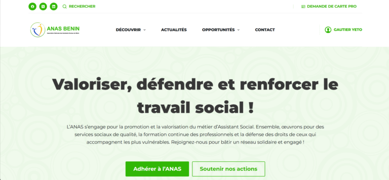 Image du site web de l'ANAS BENIN